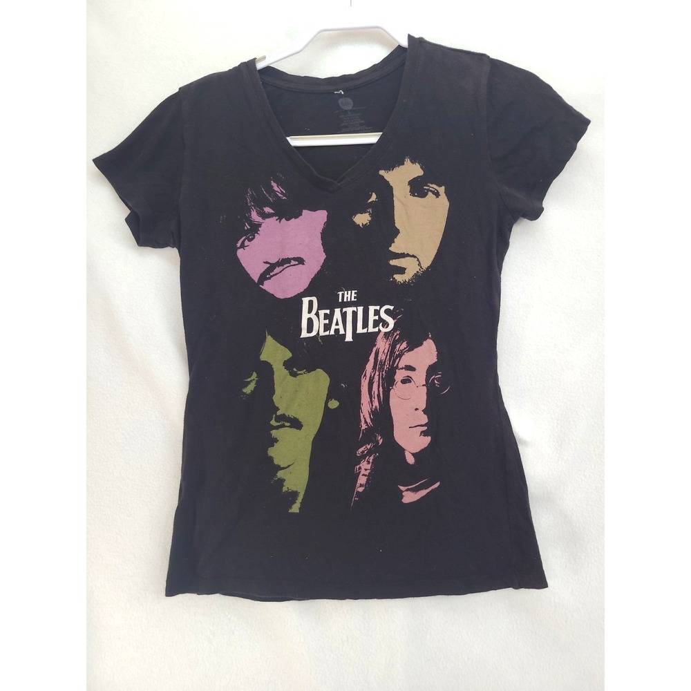 Womens 2003 Apple Records The Beatles Black Form Fitting T Shirt Sz L